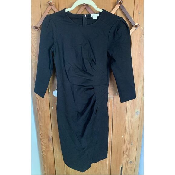 Shoshanna Ralph stretch crepe 3/4 sleeve runched midi dress - Picture 2 of 11